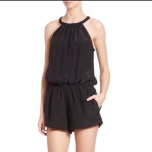 Joie Nasiba Satin Romper in Black Small (S)